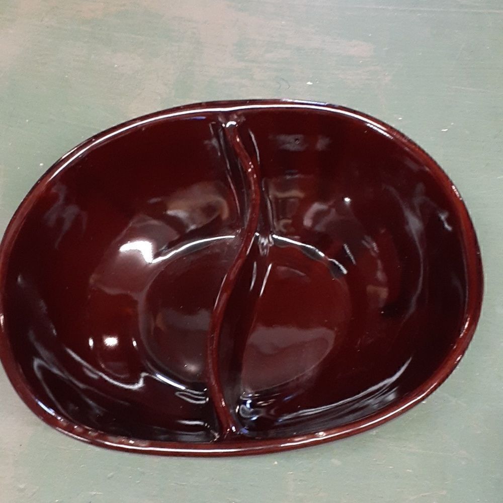 Vintage Marcrest Stoneware Daisy‎ & Dot Divided Serving Dish